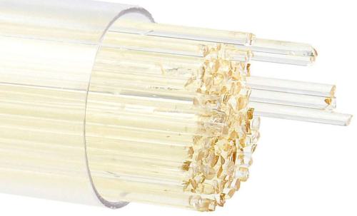 Bullseye stringer,Ø ca. 2 mm,COE 90,transparent,pale yellow tint,code 1820,ca. 180 g