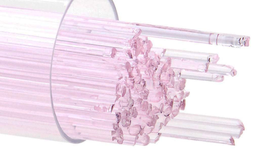 Bullseye stringer,Ø ca. 1 mm,COE 90,transparent,erbium pink tint,code 1821,ca. 180 g