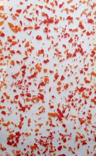 Caha 06,float glass,clear glass,with confetti,red,orange,ca. 20 x 30 cm