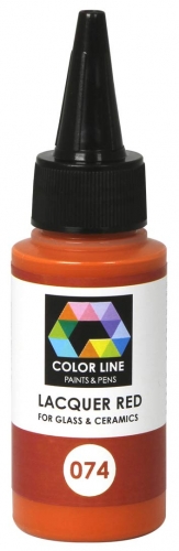 Enamel paint for glass (COE82,COE90,COE96) and ceramic,Color Line 074,lacquer red,ca. 62 g,item number 5200074.
