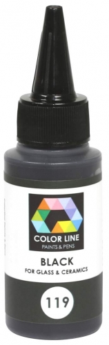 Enamel paint for glass (COE82,COE90,COE96) and ceramic,Color Line 119,black,ca. 62 g,item number 5200119.