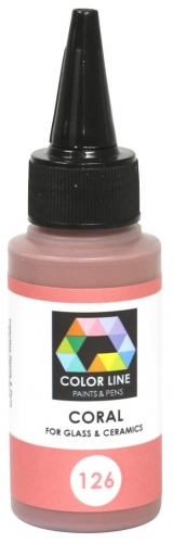 Enamel paint for glass (COE82,COE90,COE96) and ceramic,Color Line 126,coral,ca. 62 g,item number 5200126.