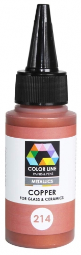 Enamel paint for glass (COE82,COE90,COE96) and ceramic,Color Line 214,copper,ca. 62 g,item number 5200214.
