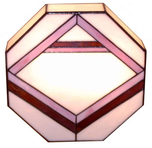 Deckenleuchte " Line ",Tiffany-Glaskunst,weiss,rosa,lila,Durchmesser ca. 28 cm,Artikelnummer 4009,gefertigt in unserer eigenen Werkstatt in Göttingen,Deutschland,Ansicht von unten.