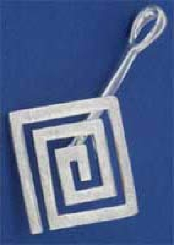 Donut holder,spiral,square,ca. 15 x 15 mm,925 Sterling Silver,frosted,item number 3422.