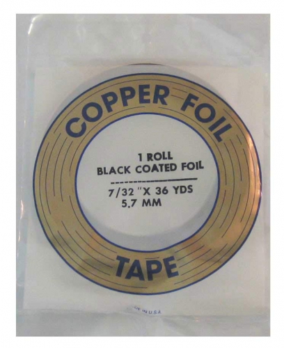 Copper foil,Edco,black coated,width ca. 7/32",ca. 5,7 mm,item number 4112500.