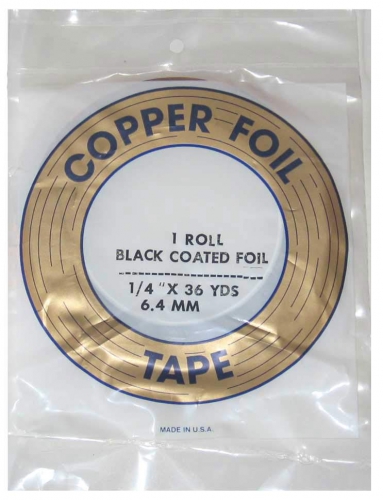 Copper foil,Edco,black coated,width ca. 1/4",ca. 6,4 mm,item number 4112600.