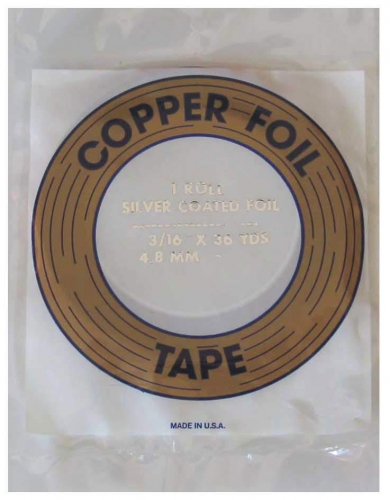 Copper foil,Edco,silver coated,width ca. 3/16",ca. 4,8 mm,item number 4114300.