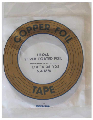 Copper foil,Edco,silver coated,width ca. 1/4",ca. 6,4 mm,item number 4114600.