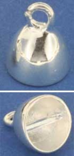 End cap,diameter ca. 9 mm,with bar,inside,and loop,open,925 Sterling Silver,item number 3479B.