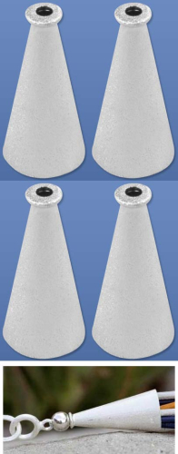 End caps,pin,ca. 11 x 23 mm,with hole,925 Sterling Silver,brushed,4 pieces,item number 3483B-4.