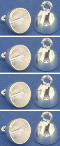 Endkappen,Durchmesser ca. 9 mm,mit Steg innen,und offener Öse,925er Sterling Silber,4 Stücke,Artikelnummer 3479B-4.