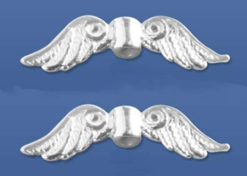 Intermediate parts," Angel Wings ",ca. 22 x 6 mm,Sterling Silver,2 pieces,item number 3730-2
