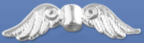 Intermediate part," Angel Wings ",ca. 27 x 9 mm,Sterling Silver,1 piece,item number 3730B.