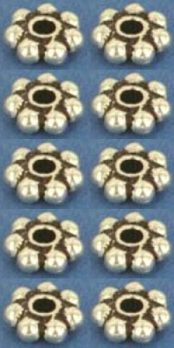 Zwischenteile,Ethnostil,925er Sterling Silber,Blumen,Ø ca. 6 mm,10 Stücke