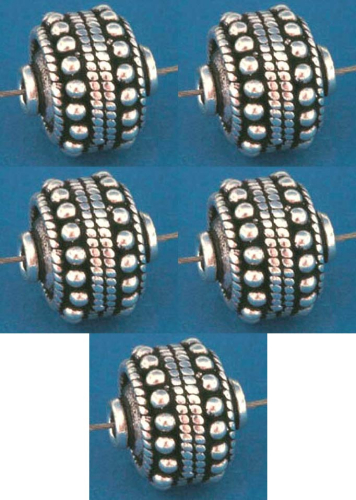 Intermediate parts,ethno style,Sterling Silver,cord balls,Ø ca. 9 mm,5 pieces,item number 3822-5.