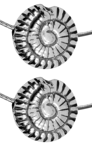 Zwischenteile,Ethno-Stil,925er Sterling Silber,Schnecken,Ø ca. 14 mm,2 Stücke,Art.Nr. 3827-2.