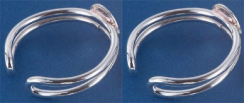 Fingerringe,verstellbar,doppelt,mit Klebefläche Durchmesser 8 mm,925er Sterling Silber,2 Stücke,Artikelnummer 3406-2.