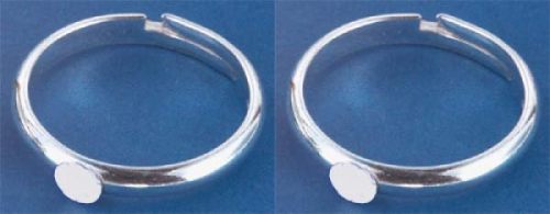 Fingerringe,verstellbar,mit Klebefläche Durchmesser 4 mm,925er Sterling Silber,2 Stücke,Artikelnummer 3407-2.