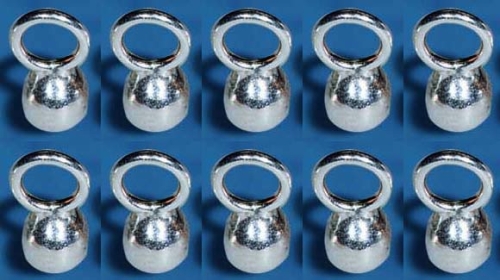 Calottes,inner diameter ca. 3 mm,with closed big loop,925 Sterling Silver,10 pieces,item number 3547X-10.