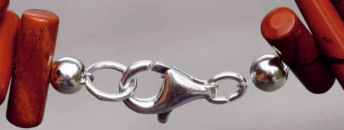 Closure,lobster claw clasp,CHP,length ca. 16 mm,open ring,925 Sterling Silver,item number 3560 (application example).