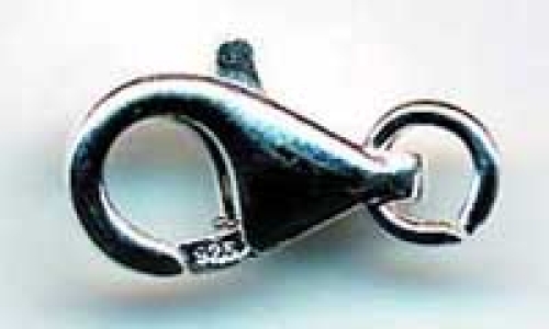 Closure,lobster claw clasp,CHP,length ca. 16 mm,open ring,925 Sterling Silver,item number 3560.