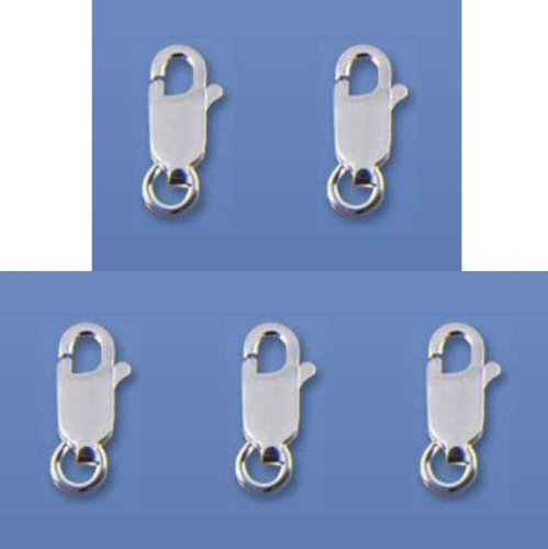 Verschlüsse,Karabiner,CHR,Länge ca. 9 mm,mit offenem Ring,925er Sterling Silber,5 Stücke,Artikelnummer 3562-5.