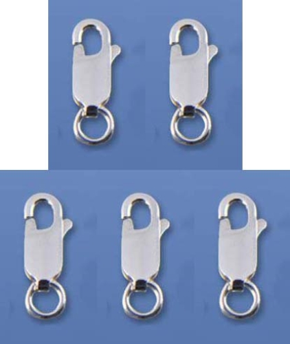 Verschlüsse,Karabiner,CHR,Länge ca. 11 mm,mit offenem Ring,925er Sterling Silber,5 Stücke,Artikelnummer 3564-5.