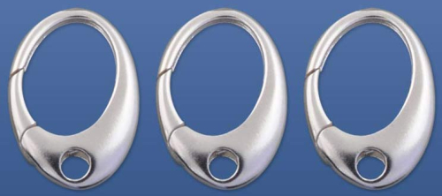 Closures,lobster claw-rings " Milano ",oval,diameter ca. 25 x 16 mm,925 Sterling Silver,3 pieces,item number 3463J-3.