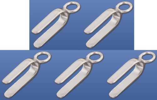 Brackets with glueing area,length ca. 15 mm,and loop,diameter ca. 5 mm,925 Sterling Silver,5 pieces,item number 3439A-5.