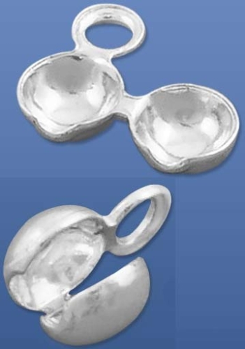 Click-capsule,outer diameter 4 mm,with semi-hole for thread,925 Sterling Silver,1 piece,item number 3505C.