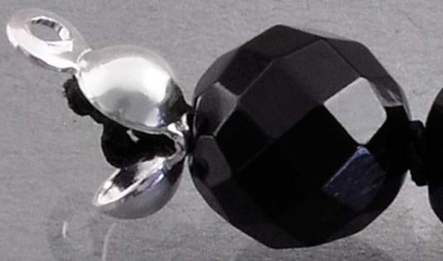 Click-capsule,outer diameter ca. 4 mm,with closed thread-hole,with closed ring,925 Sterling Silver,1 piece,item number 3506A (application example,open).