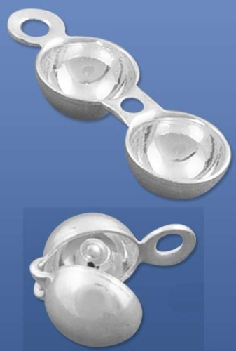Click-capsule,outer diameter ca. 4 mm,with closed thread-hole,with closed ring,925 Sterling Silver,1 piece,item number 3506A.