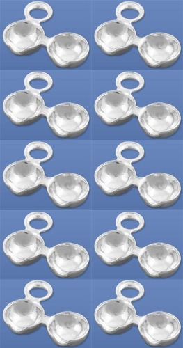Click-capsules,outer diameter 4 mm,with semi-hole for thread,925 Sterling Silver,10 pieces,item number 3505C-10.