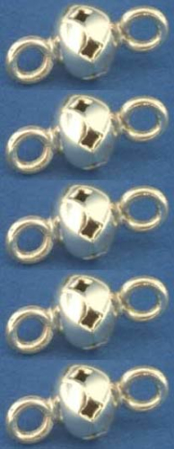 Zwischenteile,Ethnostil,Silber,Kugeln,Ø ca. 5,5 mm,durchlöchert,mit 2 Ösen,5 Stücke,Artikelnummer 3897-5.