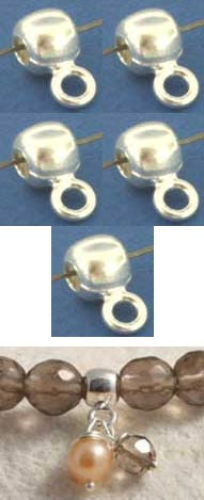 Zwischenteile,925er Sterling Silber,Kugeln,Ø ca. 4 mm,mit Öse zum Einhängen,5 Stücke,Artikelnummer 3898-5.