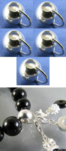 Zwischenteile,925er Sterling Silber,Kugeln,Ø ca. 8 mm,mit Öse zum Einhängen,5 Stücke,Artikelnummer 3898D-5.