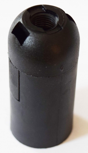 Socket,E14,plastic,black,max. 40 Watt,item number 2019005,view from diagonally above.