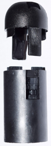 Socket,E14,plastic,black,max. 40 Watt,item number 2019005,picture with 2 parts.