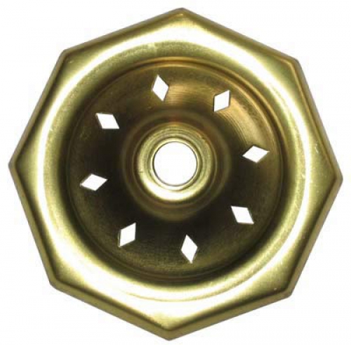 Lamp cap,octagon,with rhombus holes,brass,edge length ca. 3,2 cm,diameter ca. 8,3 cm,item number 2228600.