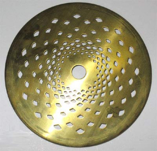 Lamp cap,round,brass,vented heat,diameter ca. 12,7 cm,item number 2216200.