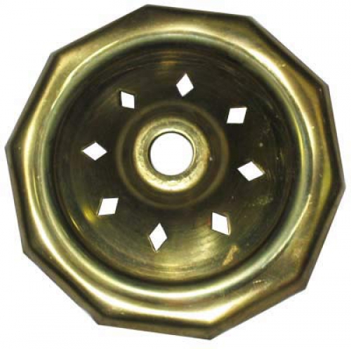 Lamp cap,decagon,with rhombus holes,brass,edge length ca. 2,5 cm,diameter ca. 8,2 cm,item number 2229000.