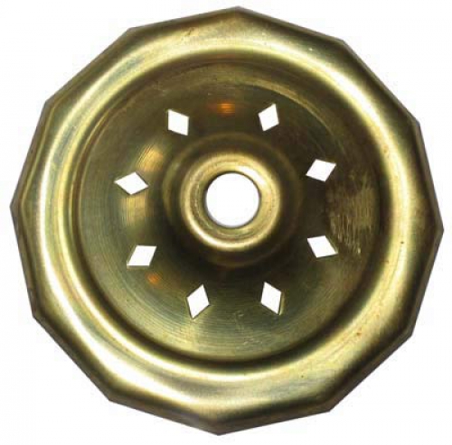Lamp cap,dodecagon,with rhombus holes,brass,edge length ca. 2,2 cm,diameter ca. 8 cm,item number 2229400.