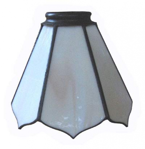 Stained glass lampshade with fitter ring,height ca. 11,5 cm,diameter ca. 14,5 cm,beige,ivory,item number 8002a,side view,manufactured in our own atelier in Goettingen.Made in Germany.