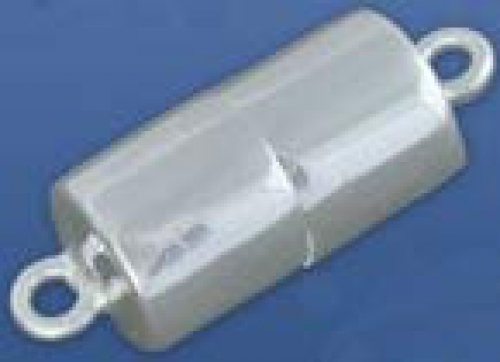 Magnetic lock with 2 loops,cylinder,diameter ca. 10 mm,length ca. 17 mm,925 Sterling Silver,item number 3489F.