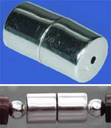 Magnetic lock,cylinder,diameter ca. 8 mm,length ca. 14 mm,925 Sterling Silver,item number 3497.