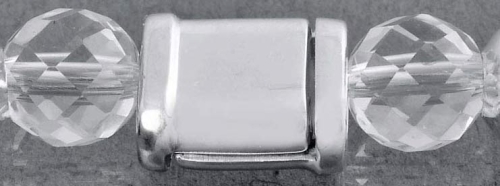 Magnetic lock " Carrée ",ca. 7 x 10 mm,1-row,925 Sterling Silver,item number 3507 (application example).