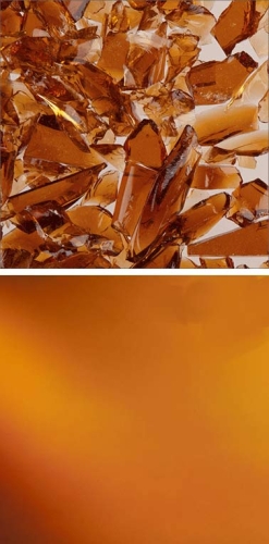Oceanside Glass,frit,coarse,System 96,COE 96,transparent,medium amber,code 1108,ca. 100 g,item number 9670313.