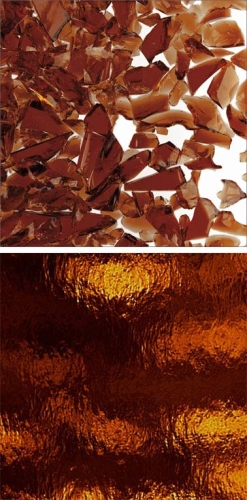 Oceanside Glass,frit,coarse,System 96,COE 96,transparent,dark amber,code 111,ca. 100 g,item number 9672313.