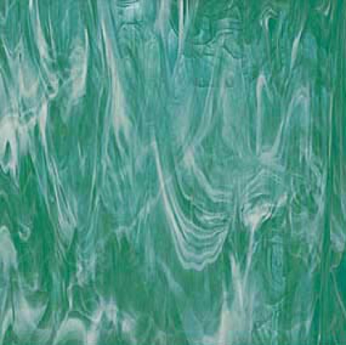 Oceanside Glass,COE 96,Sp 823-72 F,semi translucent,teal green,white,ca. 15 x 15 cm,item number 9700180-15.